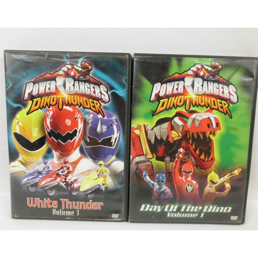 Power Rangers Dino Thunder DVD Volume 1 and 3 Lot Day of Dino White Thunder 2004